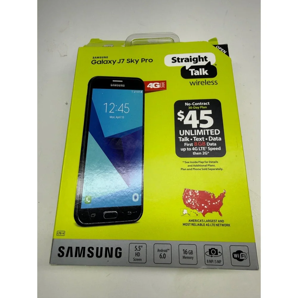 Samsung Galaxy J7 Sky Pro 16GB Black Straight Talk Wireless 4G LTE Smartphone